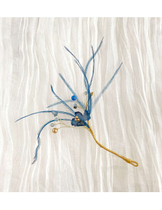 Tocado Dalia Azul Plumas